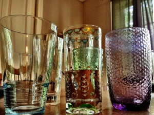 We haphazardly stumbled upon our own eclectic mix of glasses. I love them all. 